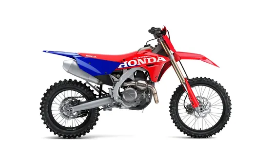 Enduro motorcycle Honda CRF450RX seen from the side